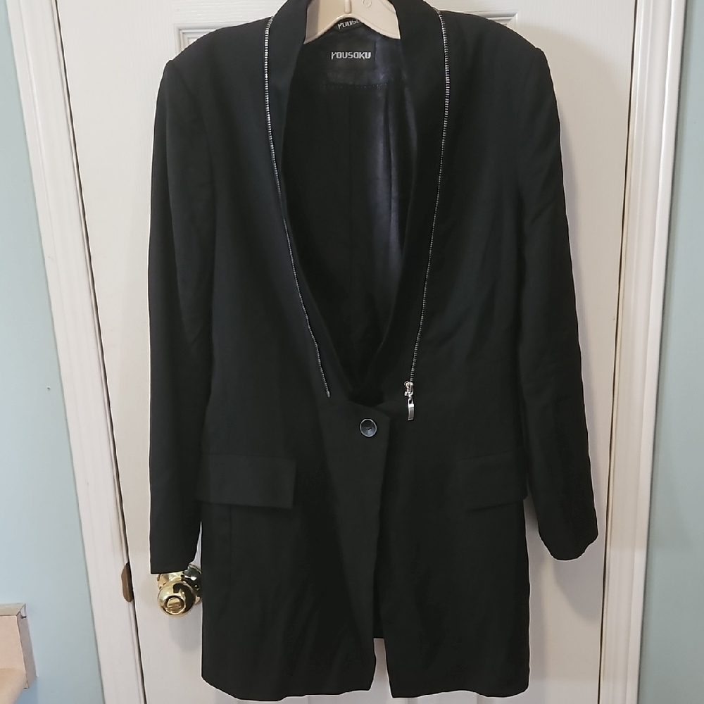 Black Women's Blazer with Silver Trim